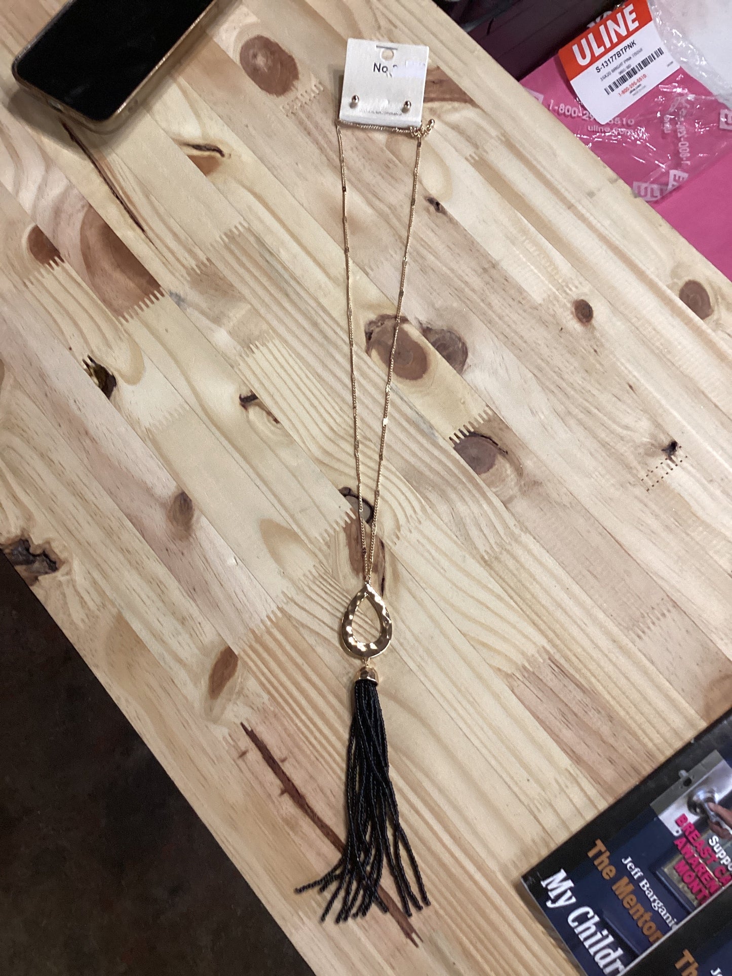 Black or burgundy Long necklaces with earring